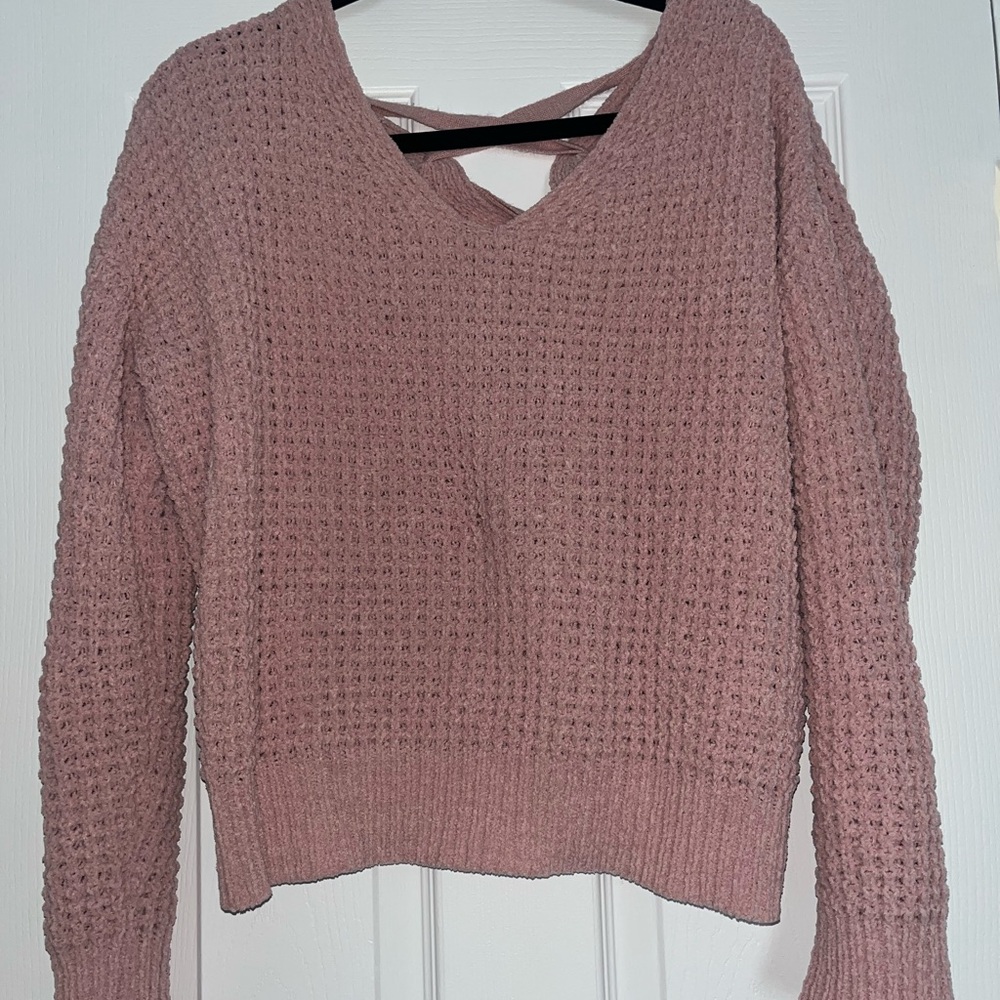Women's Pink Lace Back Sweater